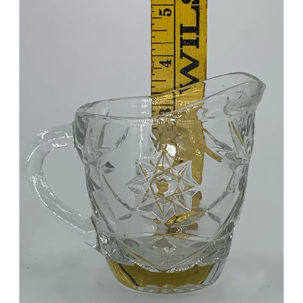 Anchor Hocking Creamer Clear Star Of David Pressed Glass 4 Oz Pitcher Handle